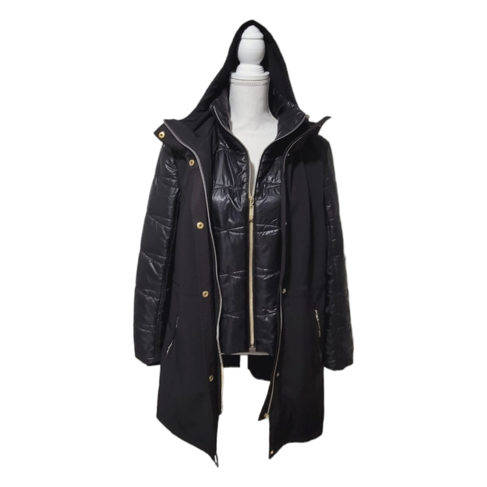 Womens Puffer Coat Black Puffy Jacket Ellen Tracy Women's Winter Coat Fleece